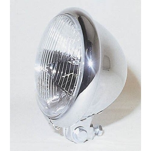 Shin Yo Phare avant 5,75" H4 Café Racer style Bates, chromé avec homologation ECE