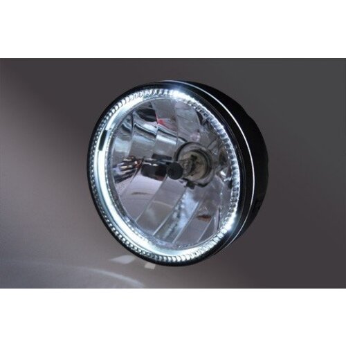Highsider 5.75" Halo Cafe Racer Headlight H4, Black, E-mark
