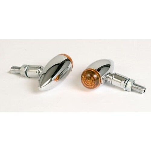 Shin Yo Pair of Mini Bullet Turn Signals Chrome Amber