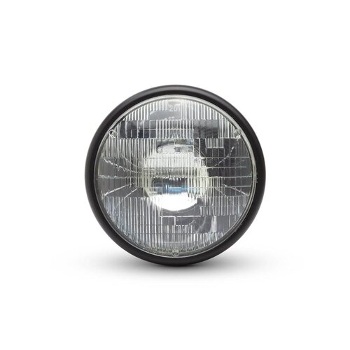 7 "Matzwarte Shorty Metalen Koplamp - 12v / 55w Sealed Beam