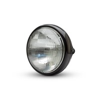7 "Gloss Black Shorty Metallscheinwerfer - 12v / 55w Sealed Beam