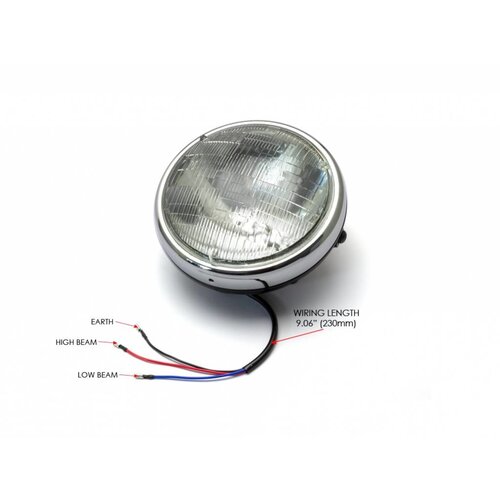 7 "Chrom/Schwarz Shorty Metallscheinwerfer - 12v / 55w Sealed Beam