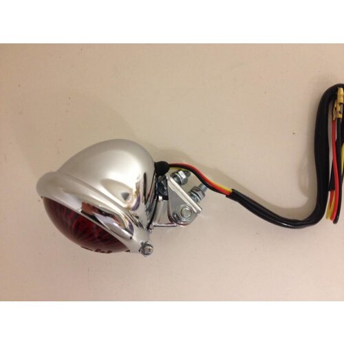 Bates Style LED Red / Chrome Cafe Racer Tail Light