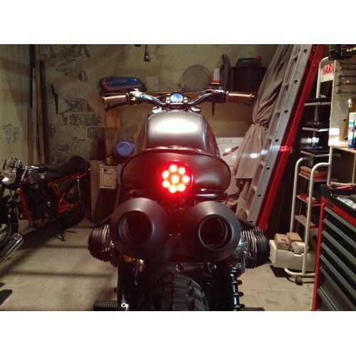 Bates Style LED Red / Chrome Cafe Racer Tail Light