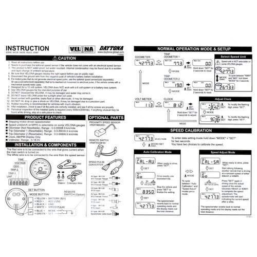 Daytona Verona Digitaler Speedo Chrome 200KM/H
