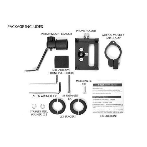 Motorrad Lenker und Spiegelhalterung Handyhalter Kit - Billet Aluminium