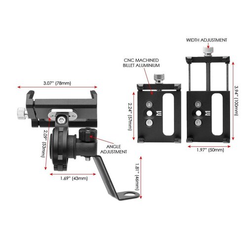 Motorrad Lenker und Spiegelhalterung Handyhalter Kit - Billet Aluminium