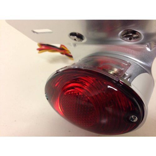 Cat Eye Chrome Tail Light with Plate Holder