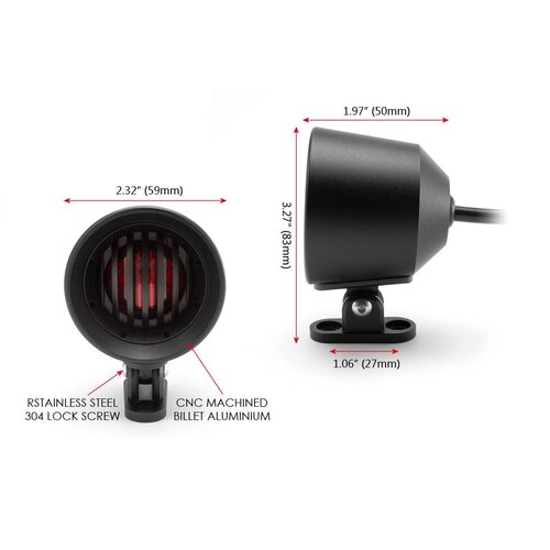 Mattschwarz Bell Design Led Stop / Rücklicht + Grill