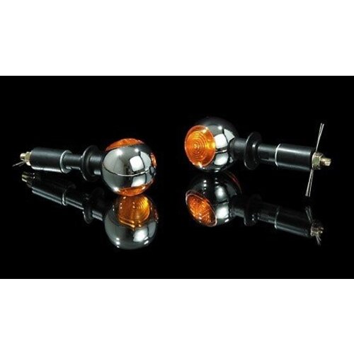 Shin Yo Pair of Chrome Bulls Eye Handlebar Turn Signals