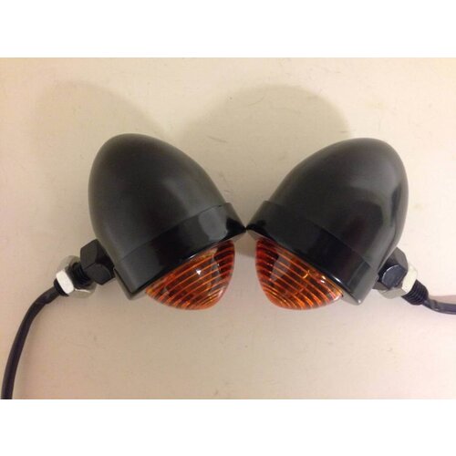 Set of Old School Black N' Amber Bullet Turn Signals