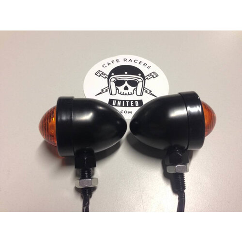 Set of Old School Black N' Amber Bullet Turn Signals