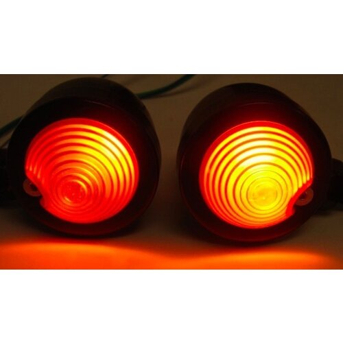 Set of Old School Black N' Amber Bullet Turn Signals