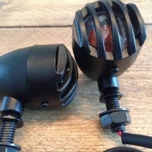 Set Steampunk Flat Black Bullet Knipperlichten