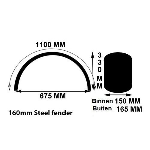 Staal Spatbord Bobber 160 mm - Zwart
