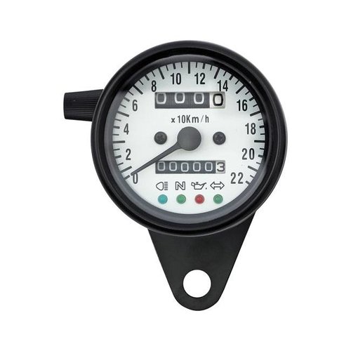 Black & White Speedometer with 4 Function Lights