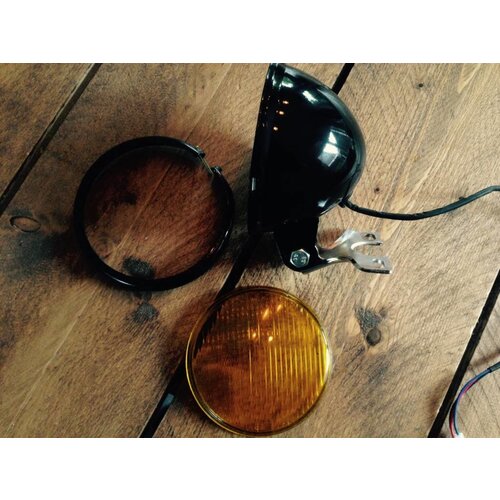 Phare noir & jaune old school Café Racer 5"