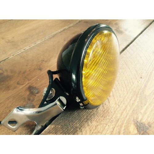 Phare noir & jaune old school Café Racer 5"