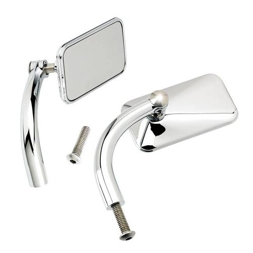 Biltwell Rectangle Utility Mirror Set Perch Mount-(Chrome)