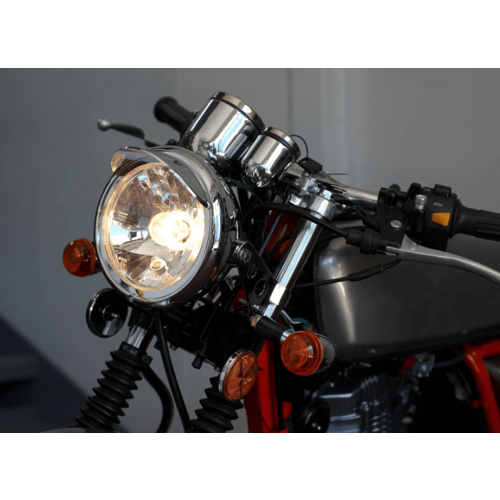 6.75" Chrome Universal Headlight + Visor - Emarked