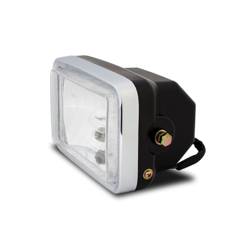 7" Black & Chrome Universal Rectangle Headlight - Emarked