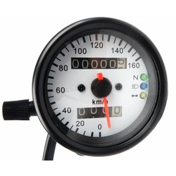 Black & White Speedometer with 3 Function Lights