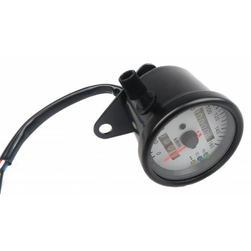 Black & White Speedometer with 3 Function Lights