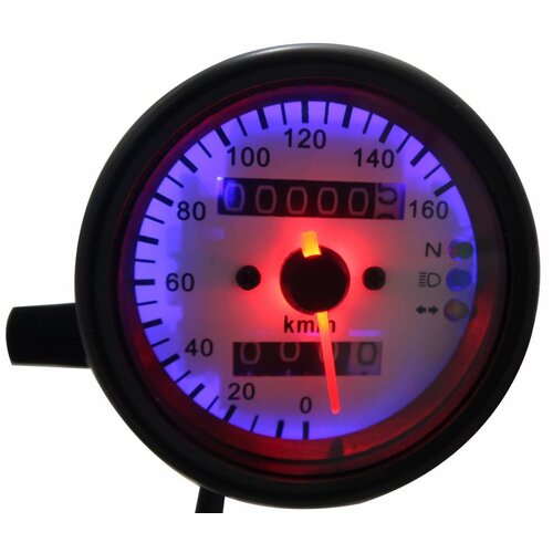 Black & White Speedometer with 3 Function Lights