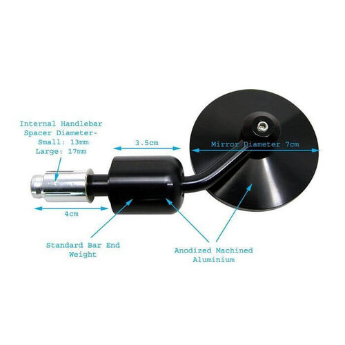 Pair of Black Billet Bar End Mirrors