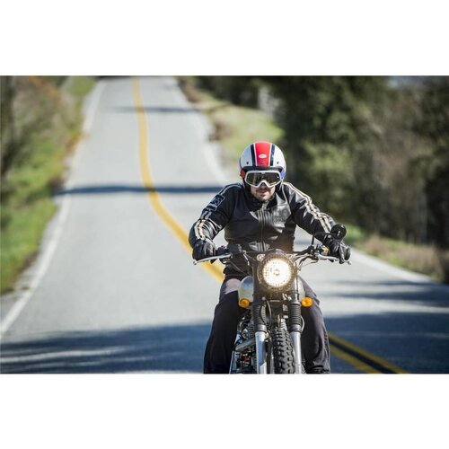 Bell Custom 500 Helm Ace Café Stadium Glanz Silber / Rot / Schwarz