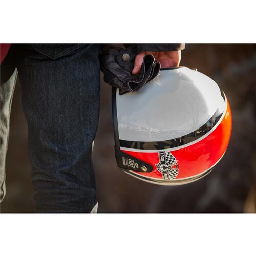 Bell Custom 500 Helm Ace Café Stadium Glanz Silber / Rot / Schwarz