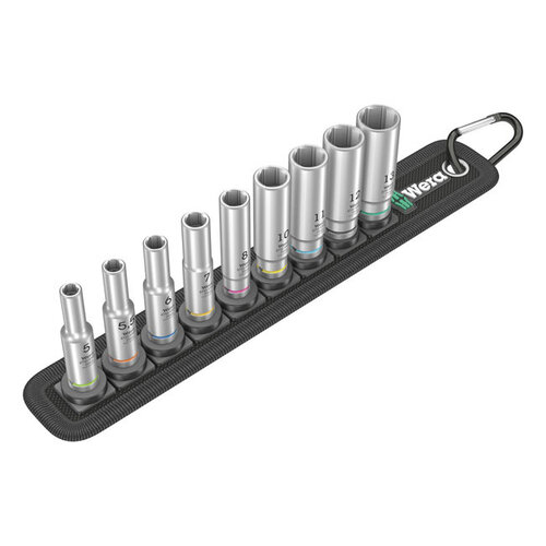 Wera 9-Piece Socket Belt 1/4” Deep