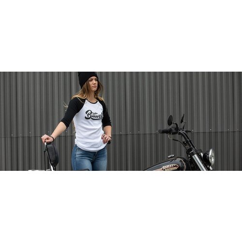 Biltwell Women's Cursive Raglan T-Shirt - Black/White