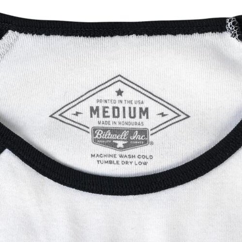 Biltwell Women's Cursive Raglan T-Shirt - Black/White