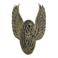 Enamel Pin Winged Wheel - Brass