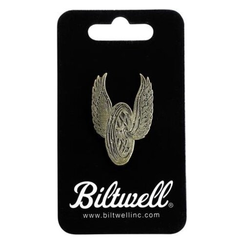 Biltwell Emaille Pin Winged Wheel  - Messing