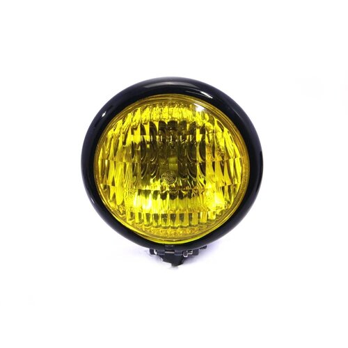 4.75" Chopper Headlight "Bates Style" Black & Yellow