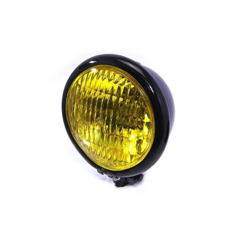 4.75" Chopper Headlight "Bates Style" Black & Yellow
