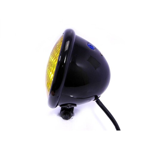 Phare avant Chopper 4,75" style "Bates" - Noir & Jaune