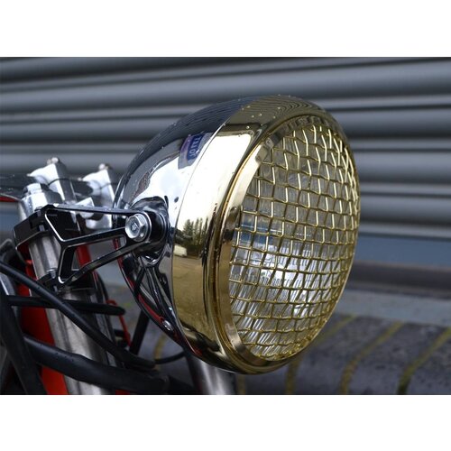 7 " Scrambler Koplamp Brass & Chrome Extra Groot