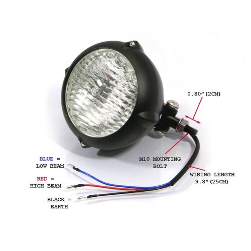 5.5" Vintage Headlight Bottom Mount Black