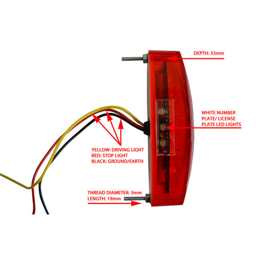 Achterlicht LED Ovaal Rood Type 2