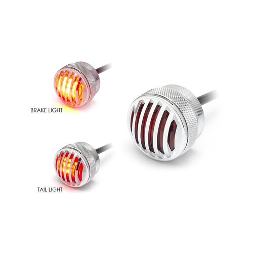 Feu de stop / feu arrière à LED en aluminium chromé "Prison Grid"