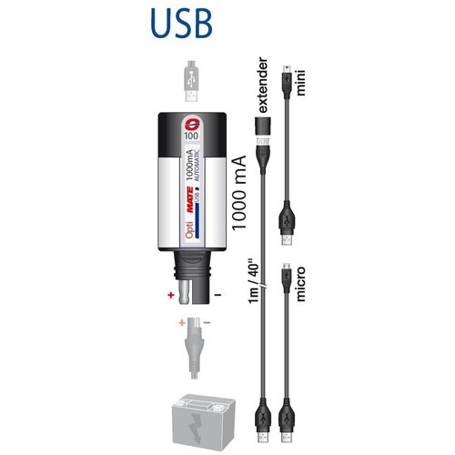 Optimate Universal USB Lader, SAE Connectie (Nr. 100)