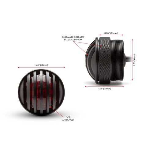 1.65" Matte Black Mini Flush Mount CNC Billet Aluminium Prison Grid LED Stop / Tail Light