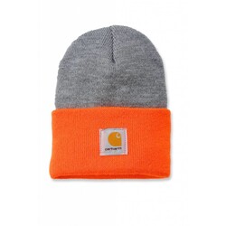 Acrylic Watch Beanie BRIGHT ORANGE/H.GREY