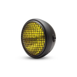 7 " Classic Matte Black Mesh Headlight  - Yellow Lens