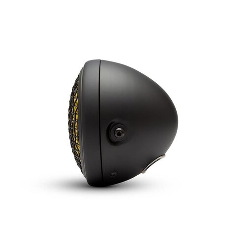 Phare noir classique de 7 " en chrome avec mailles - Lentille jaune