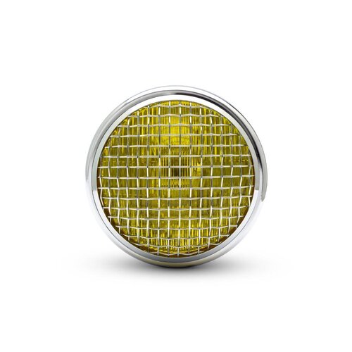 7 " Classic Chrome Mesh Headlight  - Yellow Lens