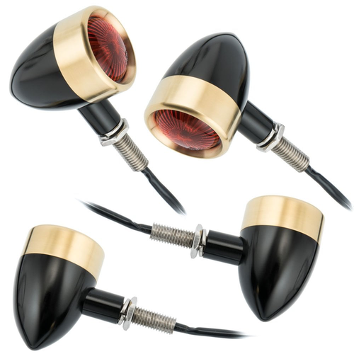 Motone Custom Billet Indicator Blinker - Set von 4 - Schwarz / Messing